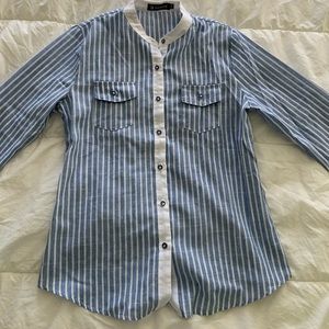 Blue&white striped button down. Smoke free home